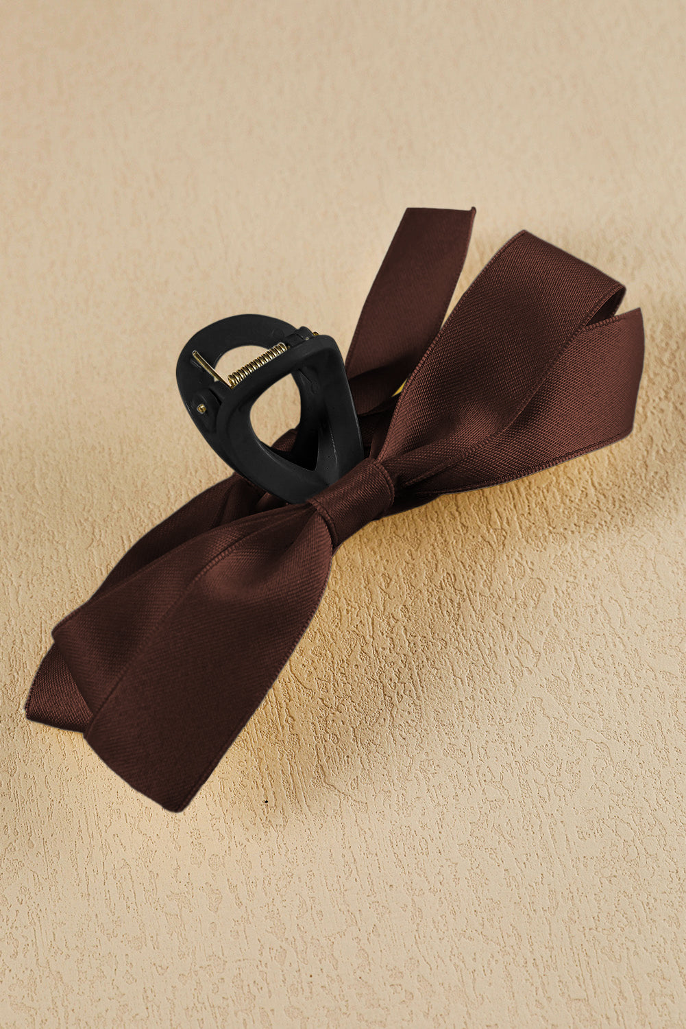 Light French Beige Bow Decor Large Hair Claw Clip