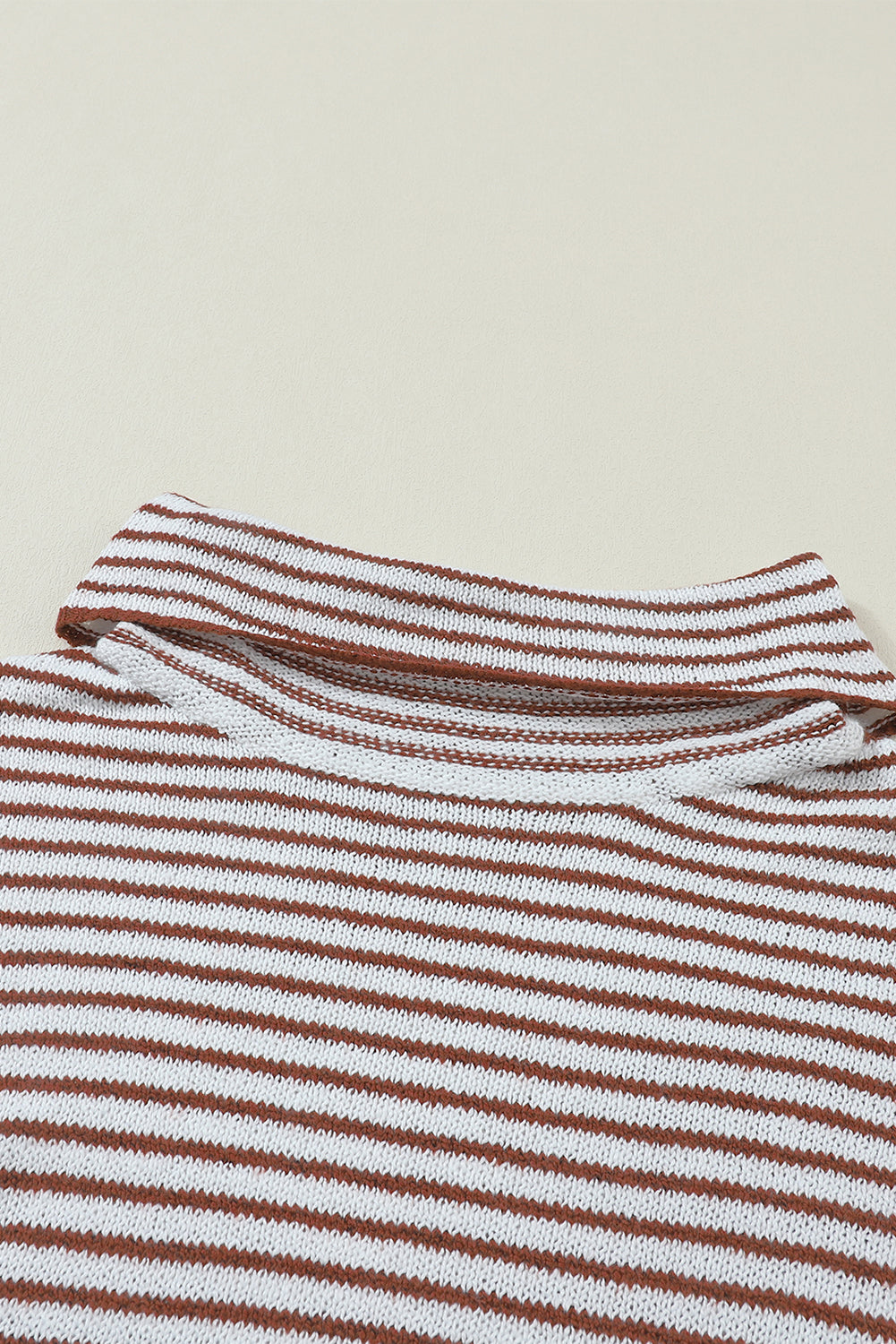 Gray Striped Turtleneck Loose Sweater