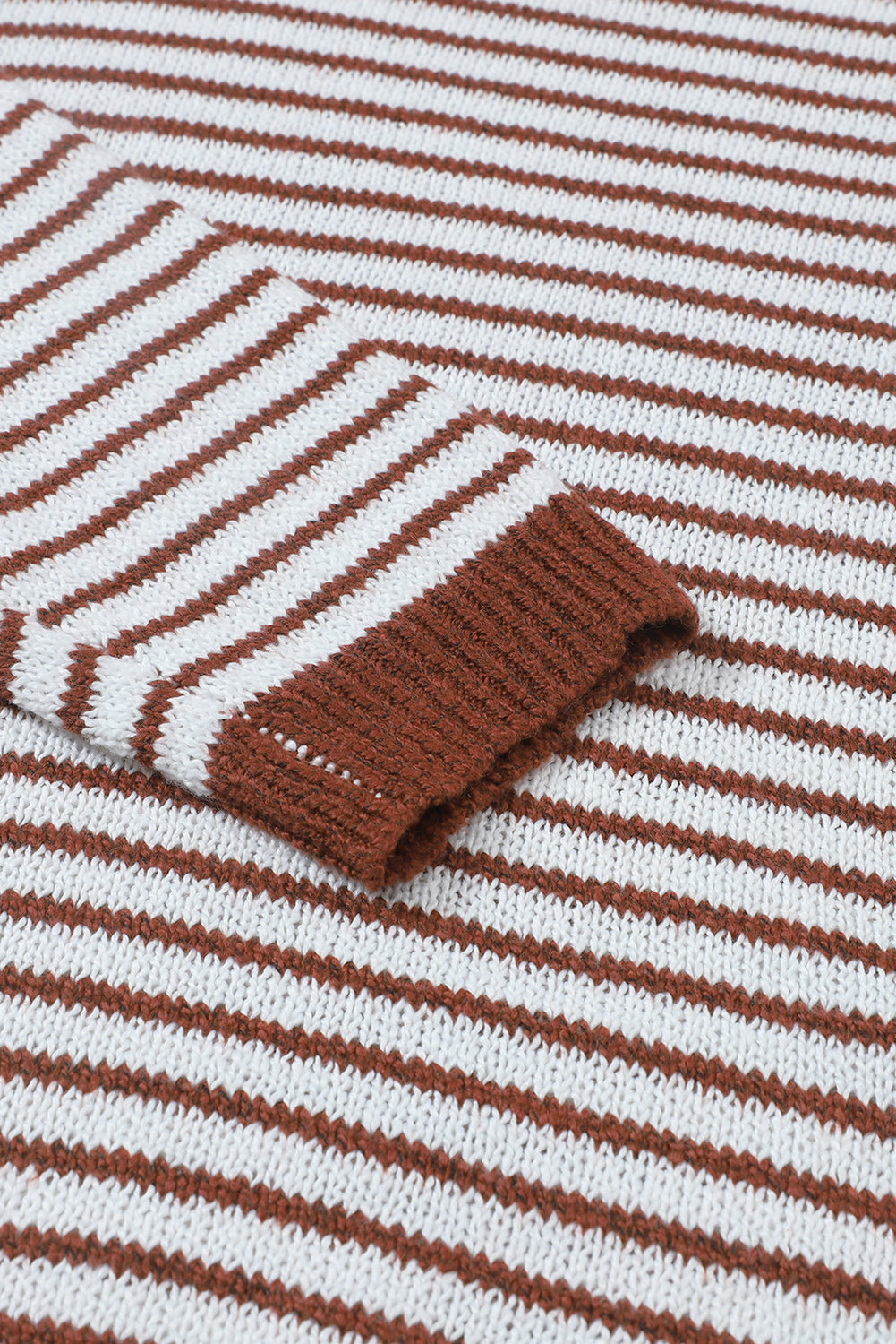 Gray Striped Turtleneck Loose Sweater