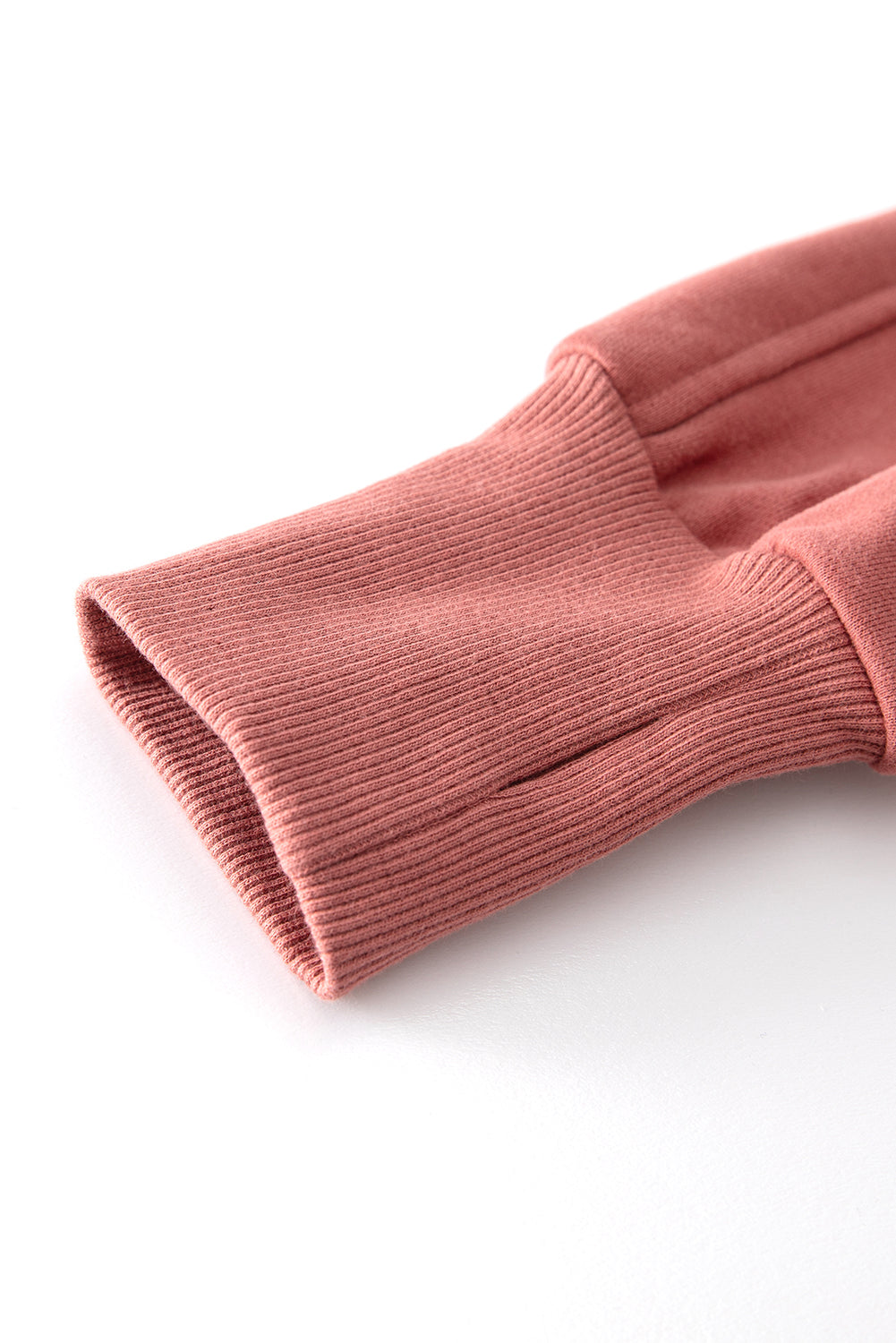 Bonbon Fleece Lined Zip Up Stand Collar Thumbhole Sleeve Sweatshirt