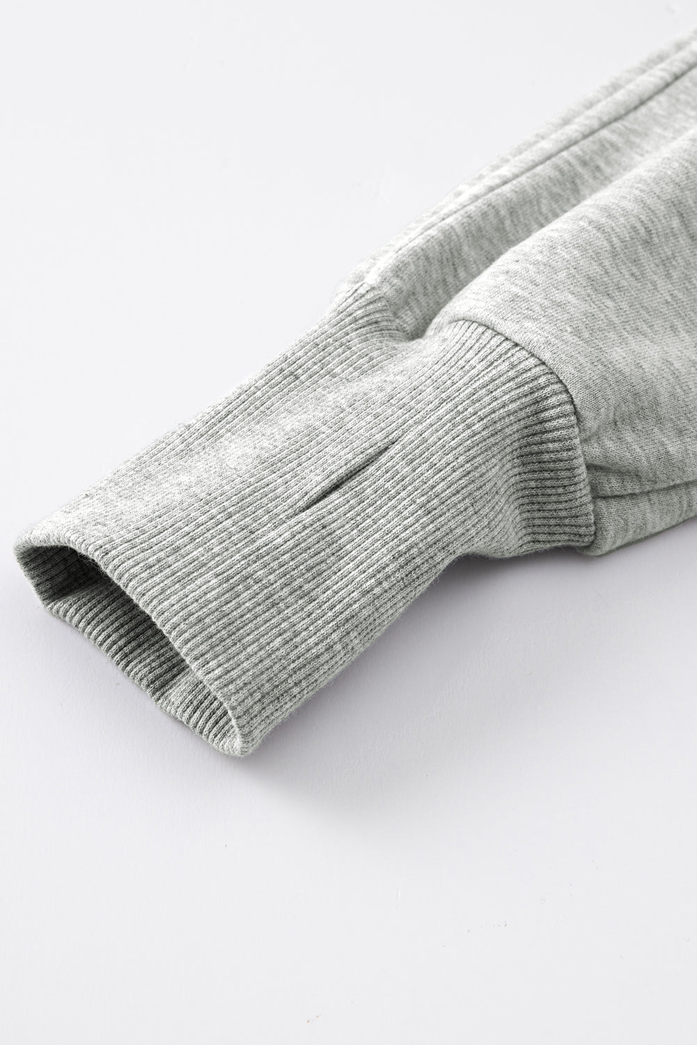 Bonbon Fleece Lined Zip Up Stand Collar Thumbhole Sleeve Sweatshirt