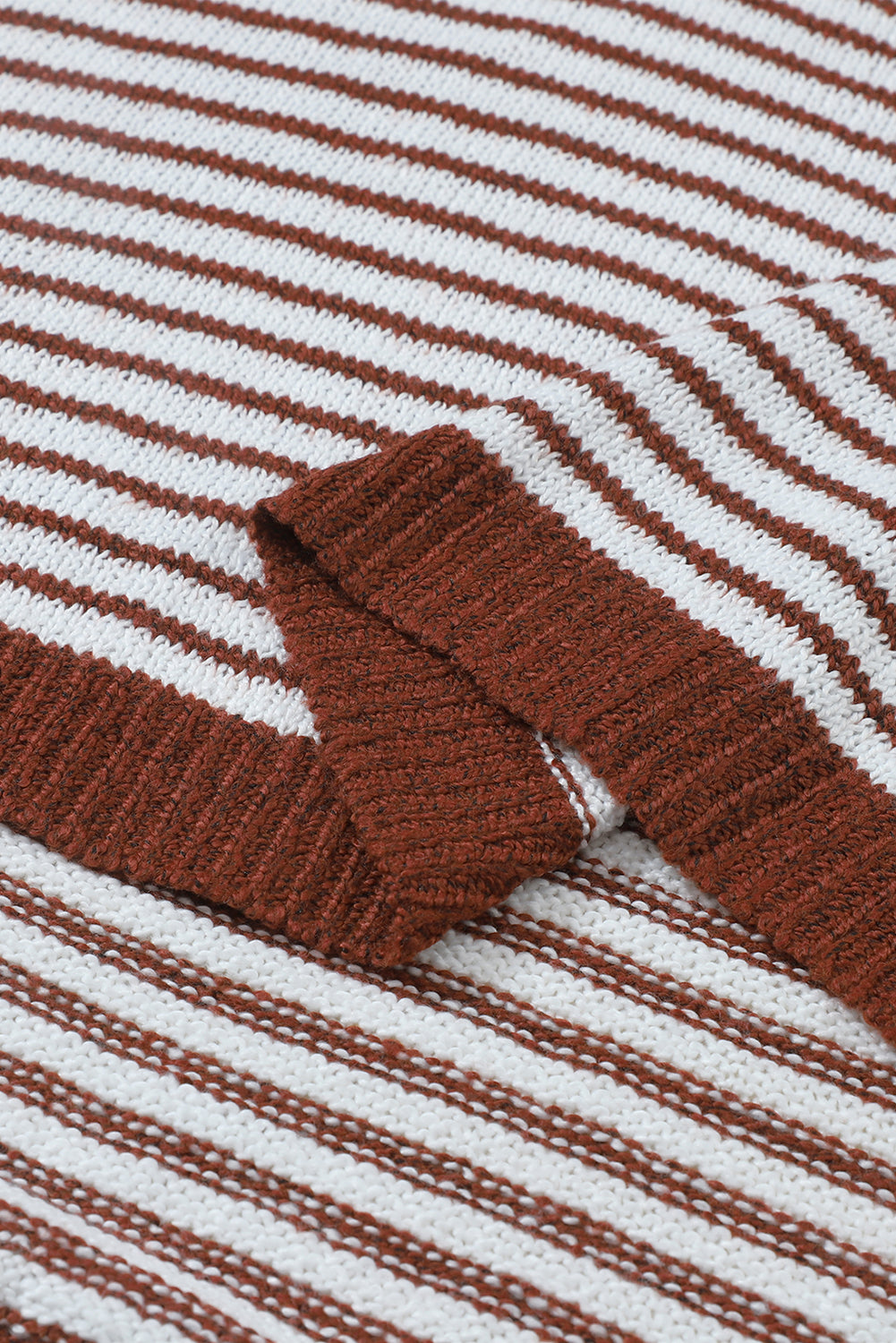 Gray Striped Turtleneck Loose Sweater
