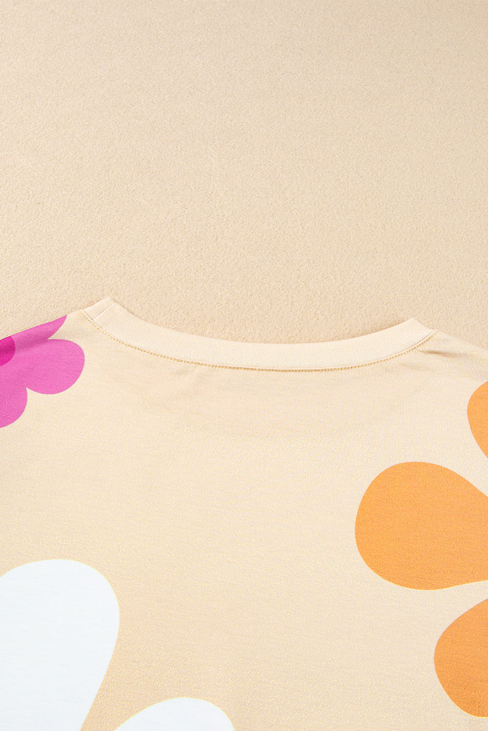 Pink Flower Print Bubble Sleeve Tee