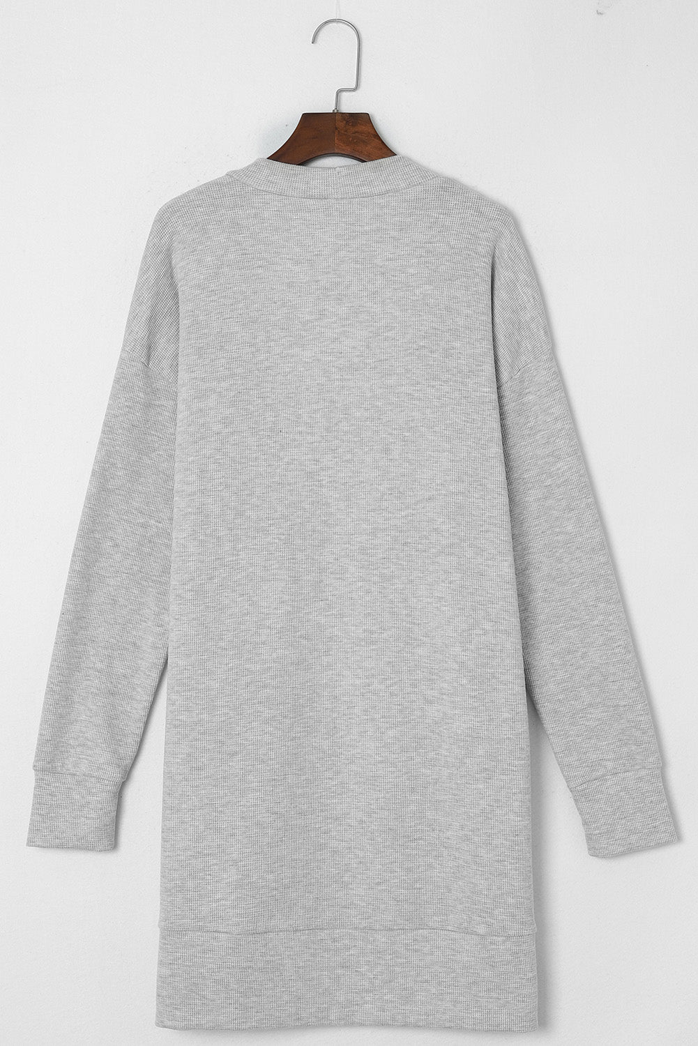 Black Thermal Waffle Knit Pocketed Cardigan