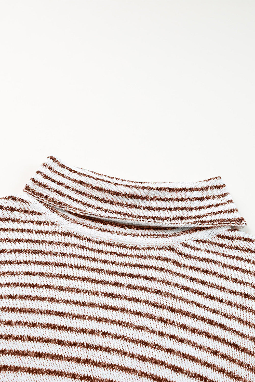Gray Striped Turtleneck Loose Sweater