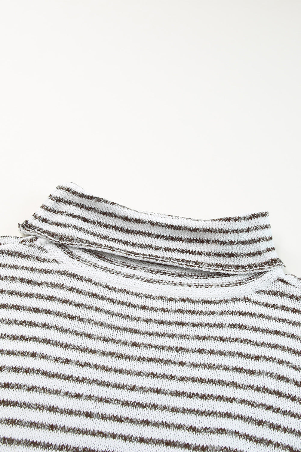 Gray Striped Turtleneck Loose Sweater