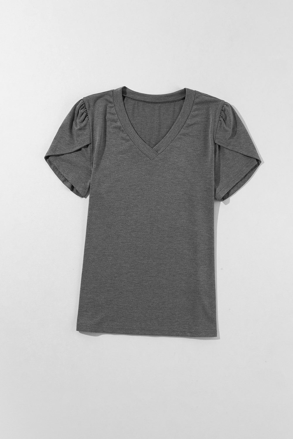Mist Green Fashion Petal Sleeve V Neck T Shirt