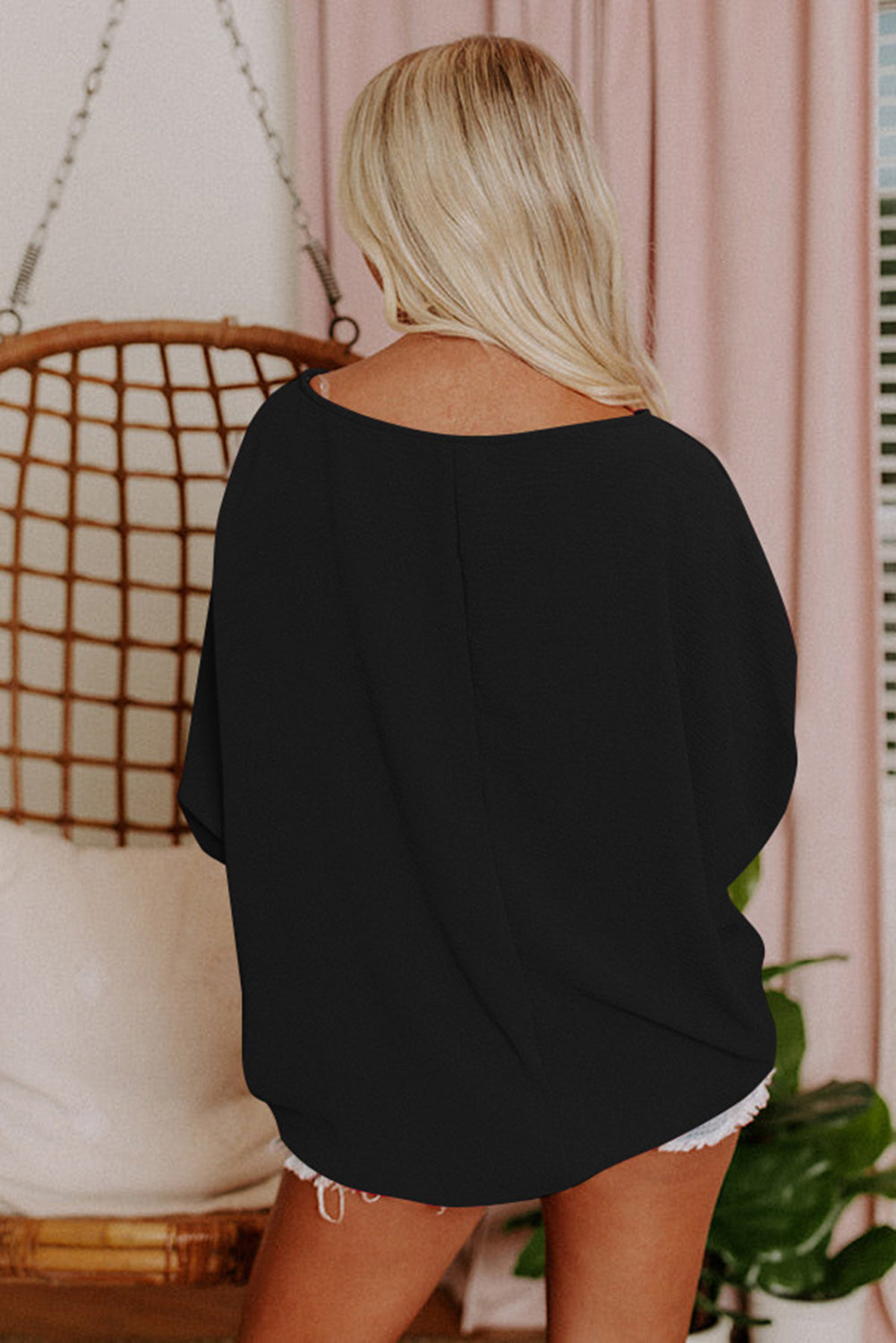 Apricot Smocked Wrist Shift Top