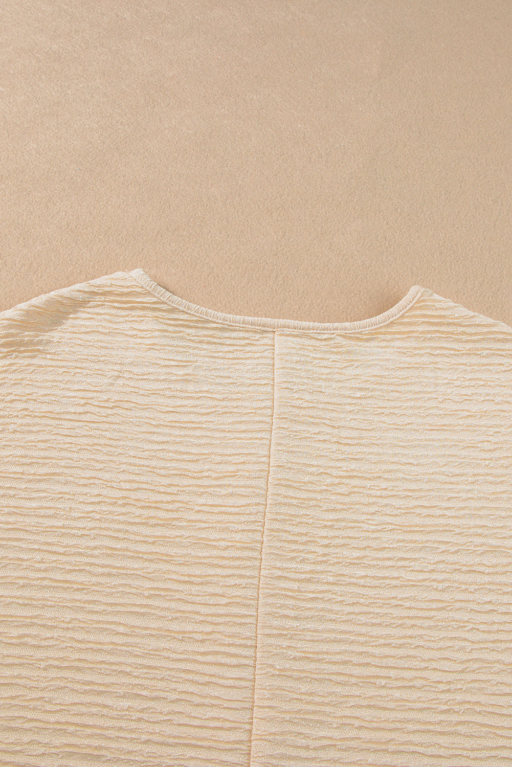 Light Pink Solid Textured Ruffled Short Sleeve Blouse