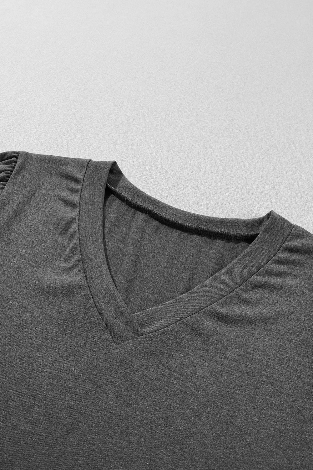 Mist Green Fashion Petal Sleeve V Neck T Shirt