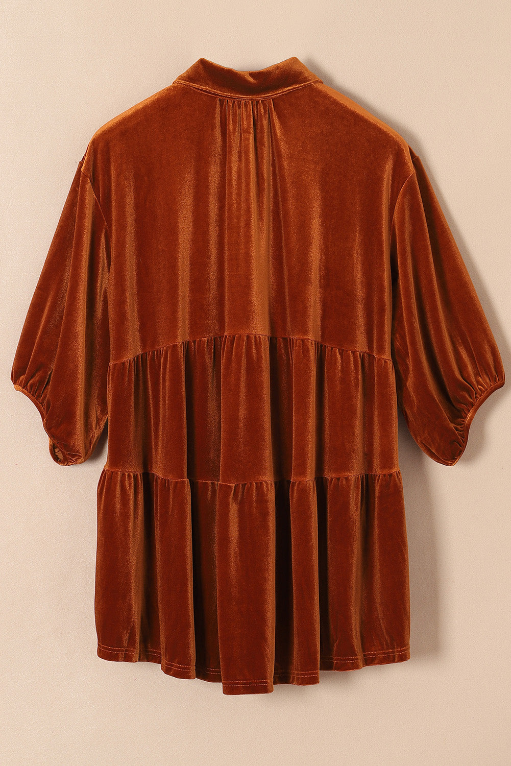 Dark Grey 3/4 Sleeve Tunic Babydoll Velvet Shirt