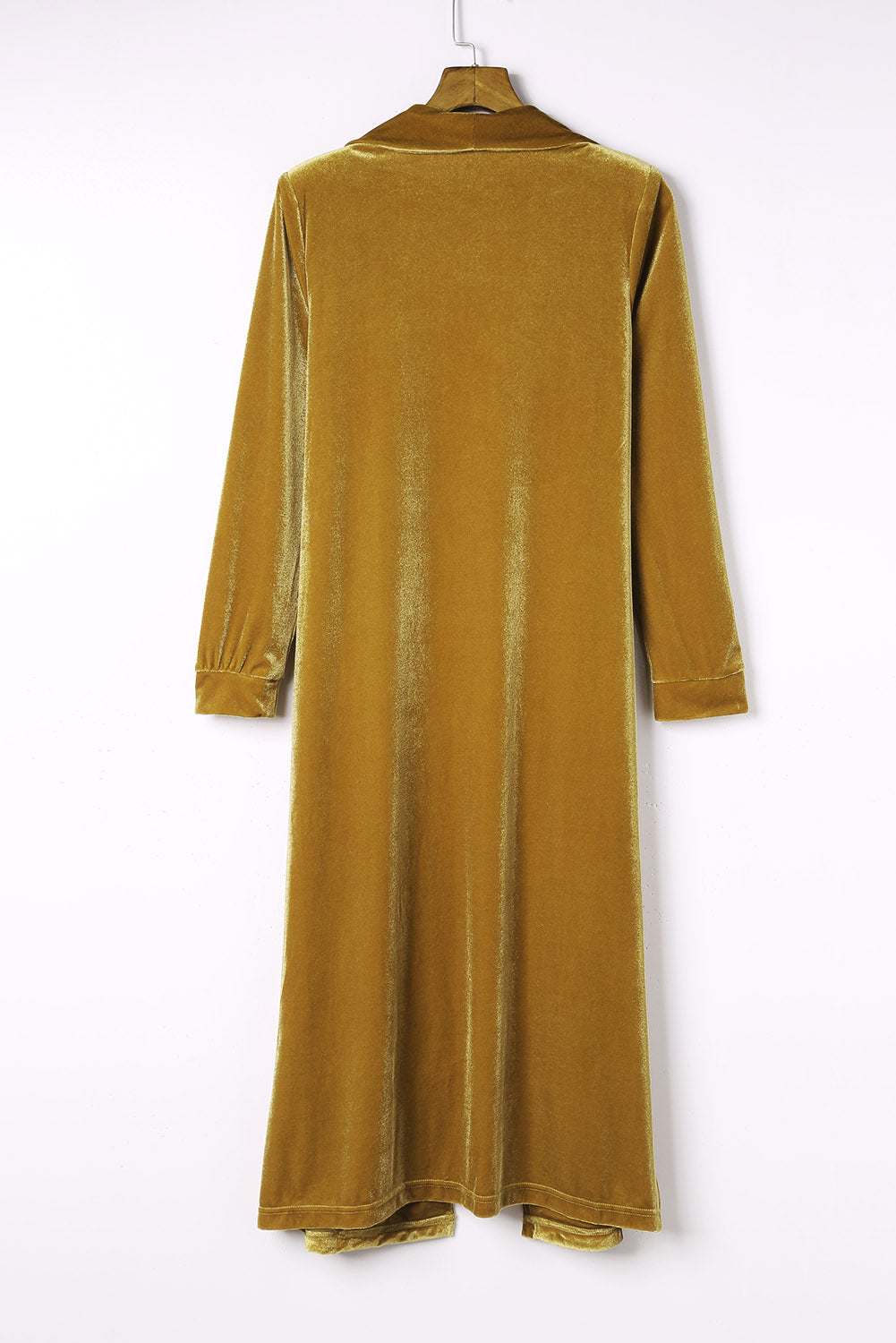 Fiery Red Velvet Open Front Pocketed Long Duster