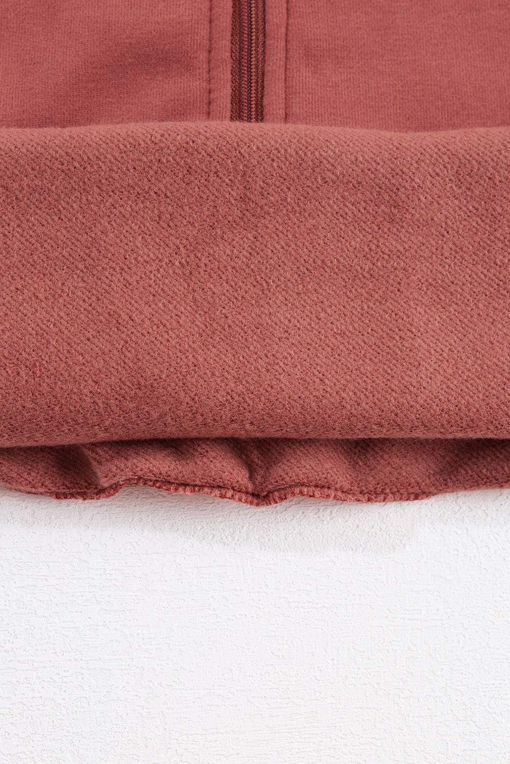 Bonbon Fleece Lined Zip Up Stand Collar Thumbhole Sleeve Sweatshirt