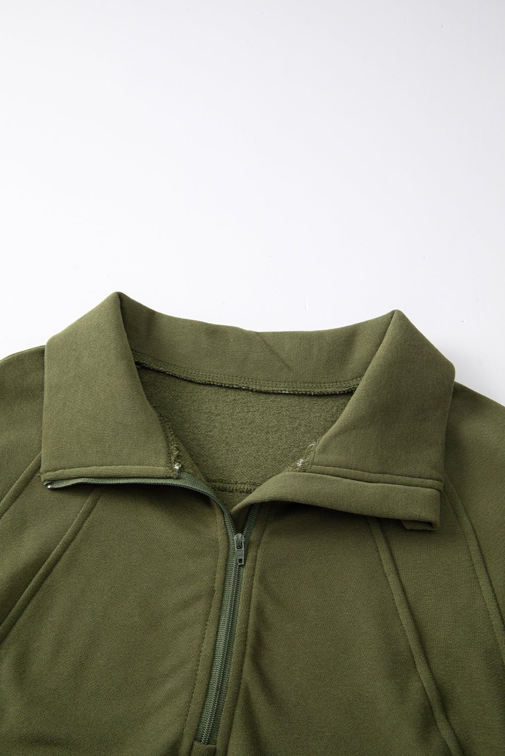 Bonbon Fleece Lined Zip Up Stand Collar Thumbhole Sleeve Sweatshirt