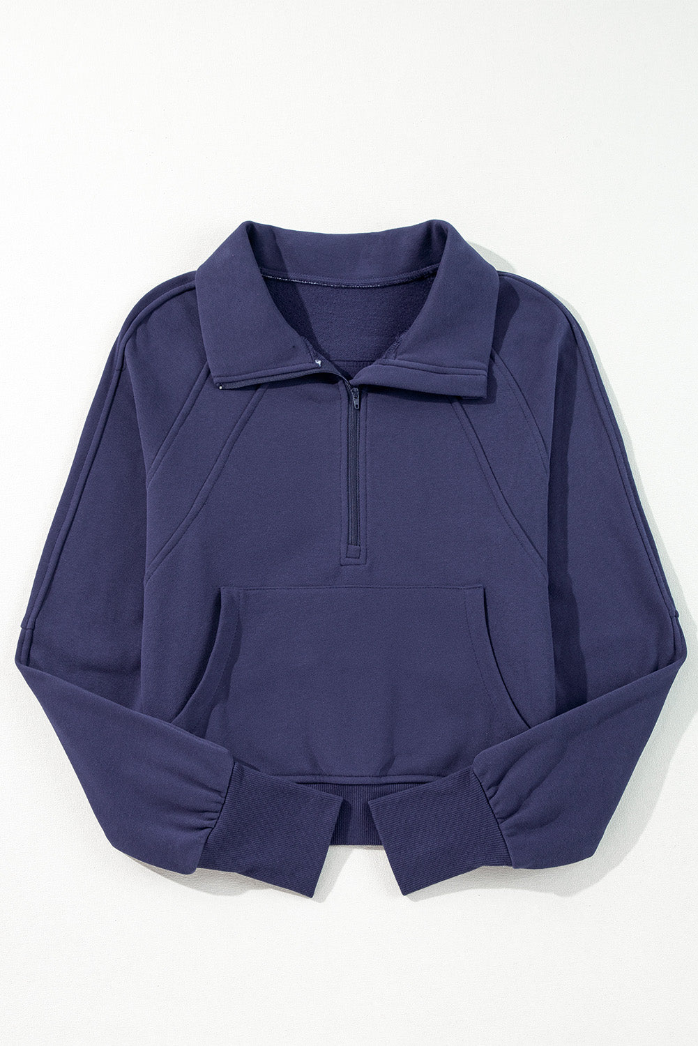 Bonbon Fleece Lined Zip Up Stand Collar Thumbhole Sleeve Sweatshirt