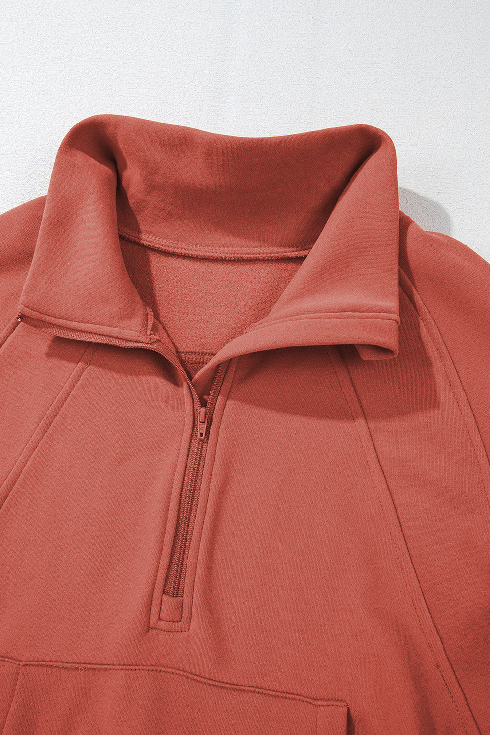 Bonbon Fleece Lined Zip Up Stand Collar Thumbhole Sleeve Sweatshirt
