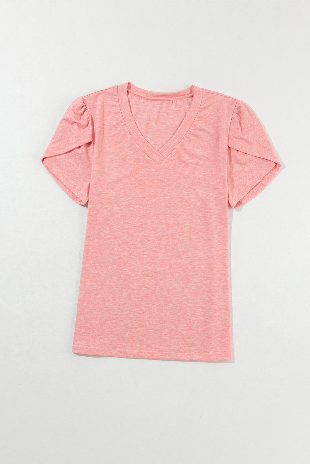 Mist Green Fashion Petal Sleeve V Neck T Shirt