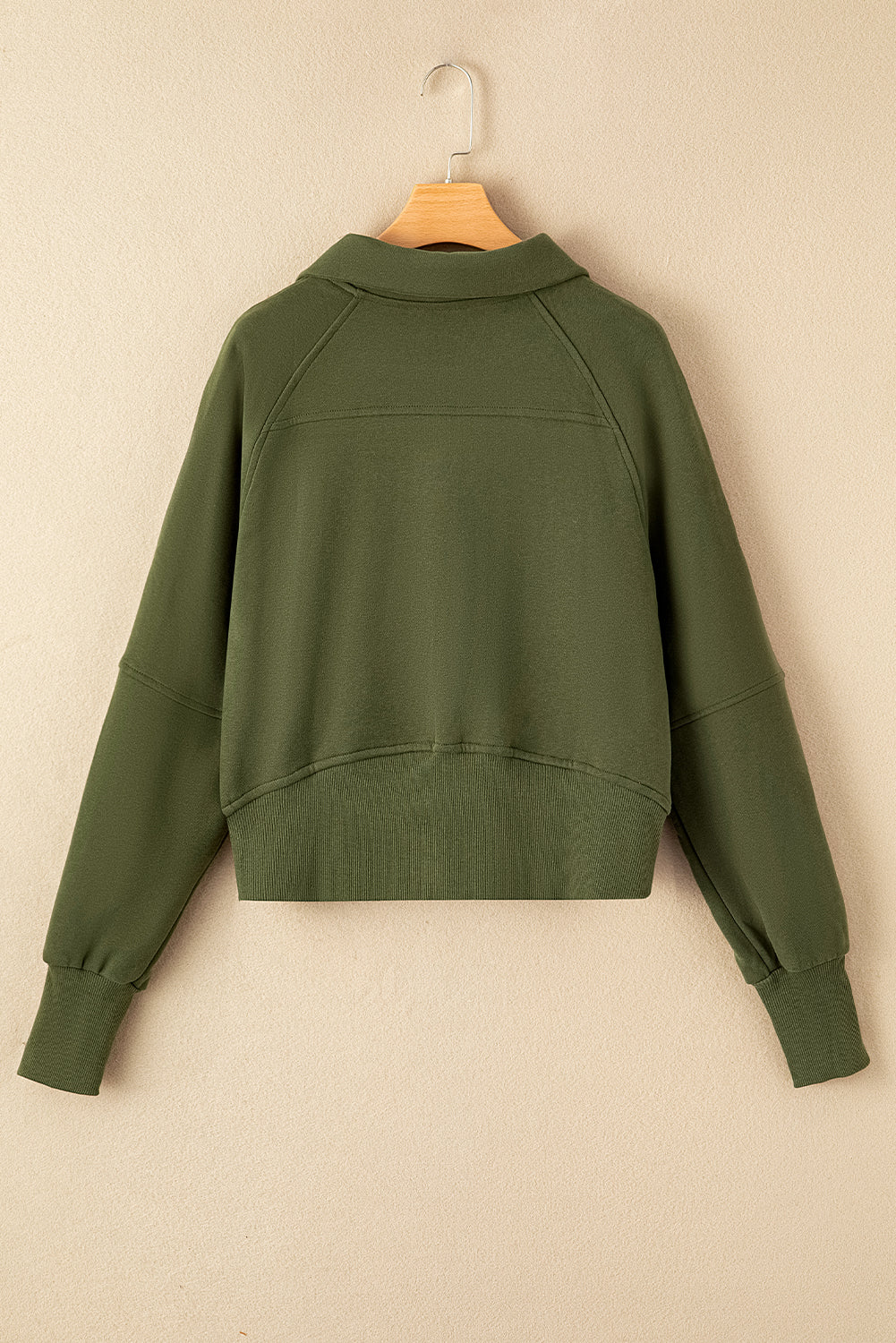 Bonbon Fleece Lined Zip Up Stand Collar Thumbhole Sleeve Sweatshirt