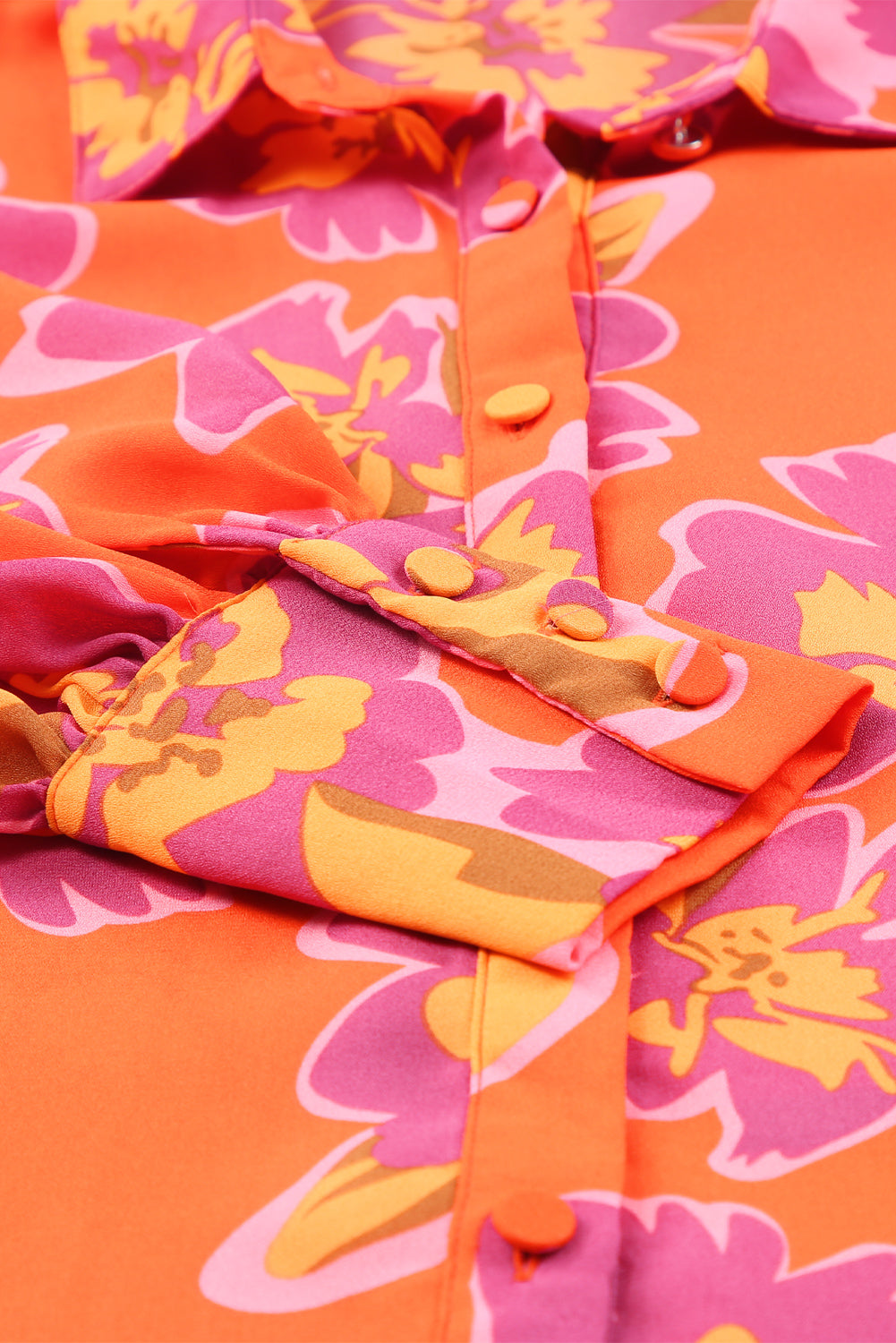 Floral Print Lantern Sleeve Shirt