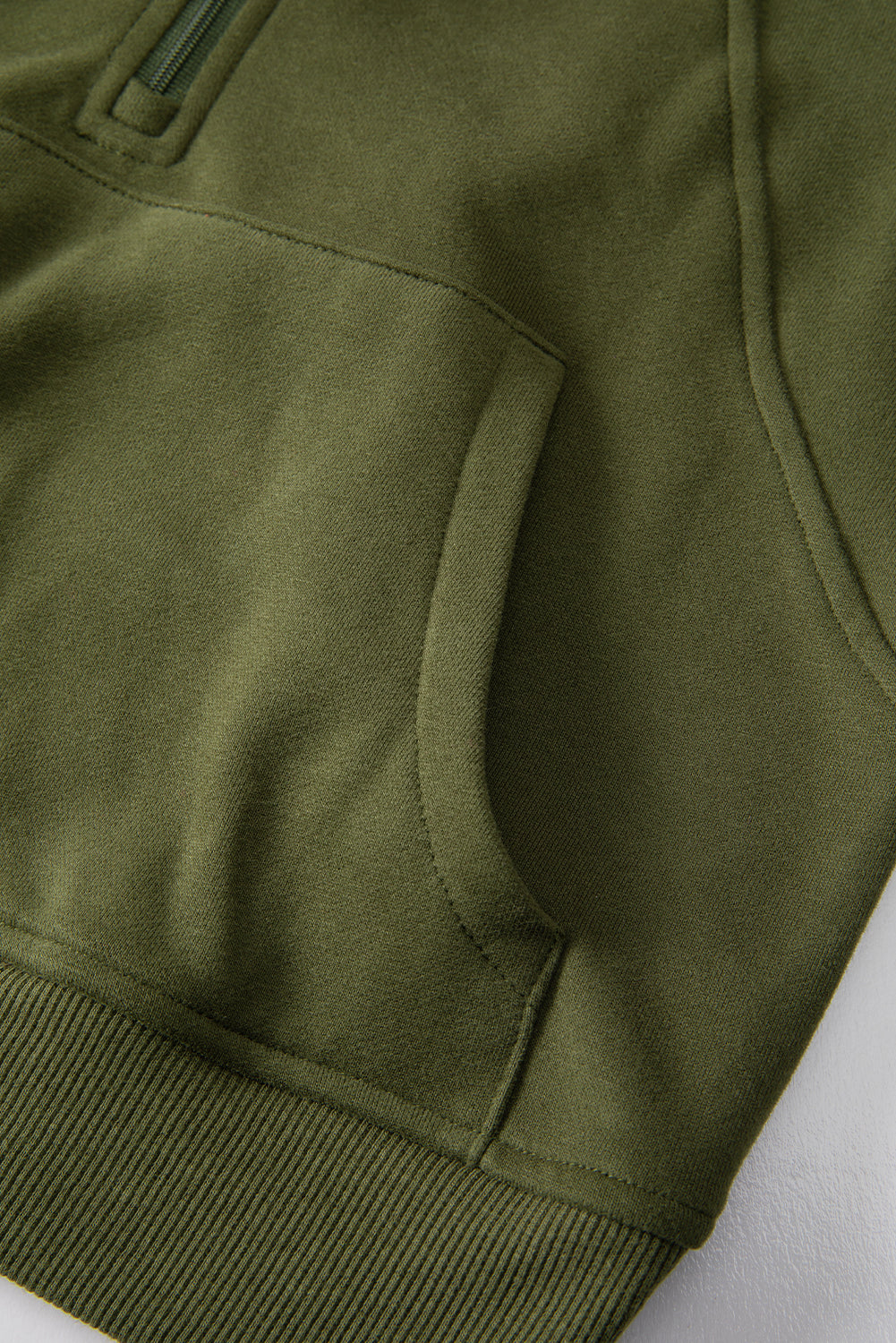 Bonbon Fleece Lined Zip Up Stand Collar Thumbhole Sleeve Sweatshirt