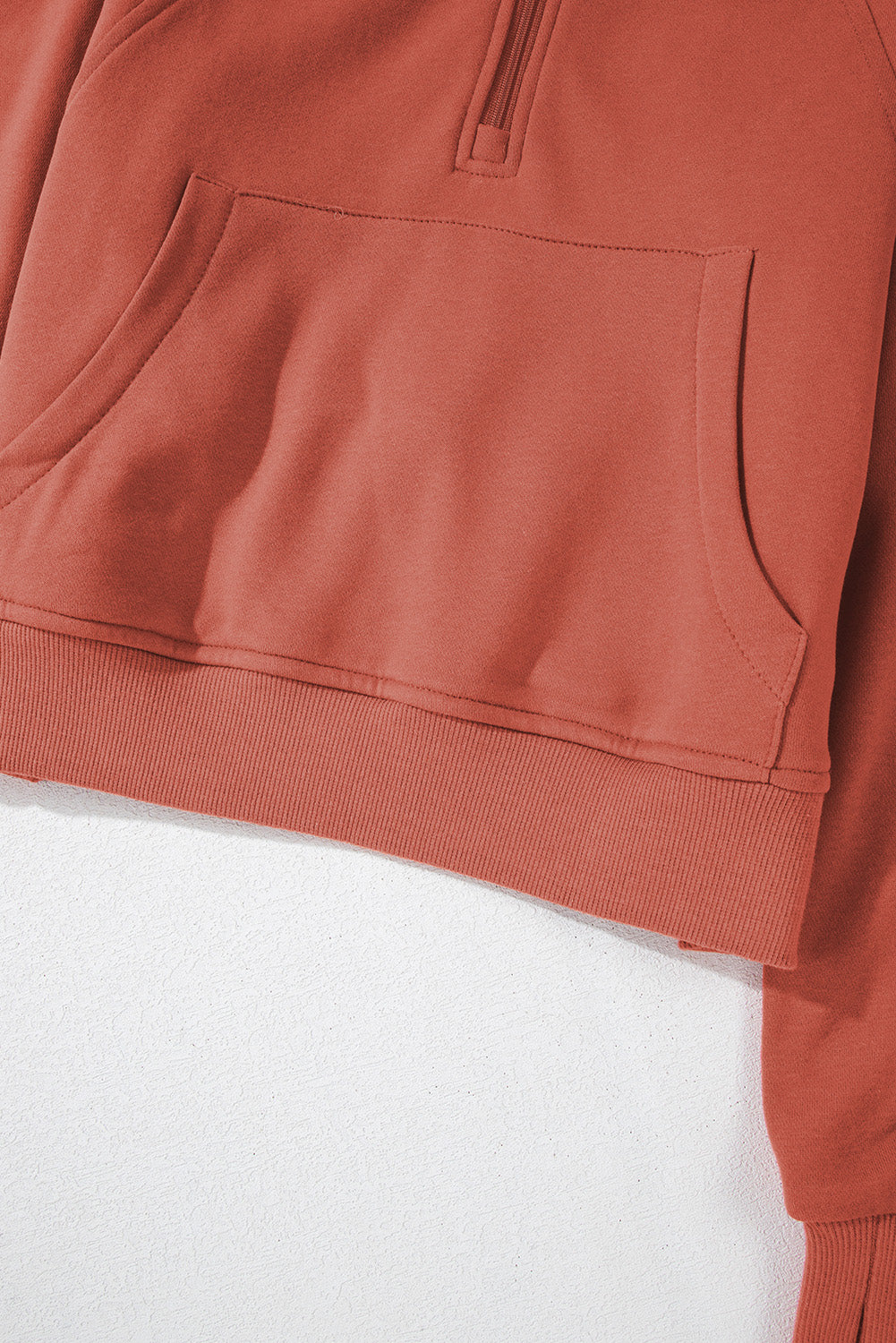 Bonbon Fleece Lined Zip Up Stand Collar Thumbhole Sleeve Sweatshirt