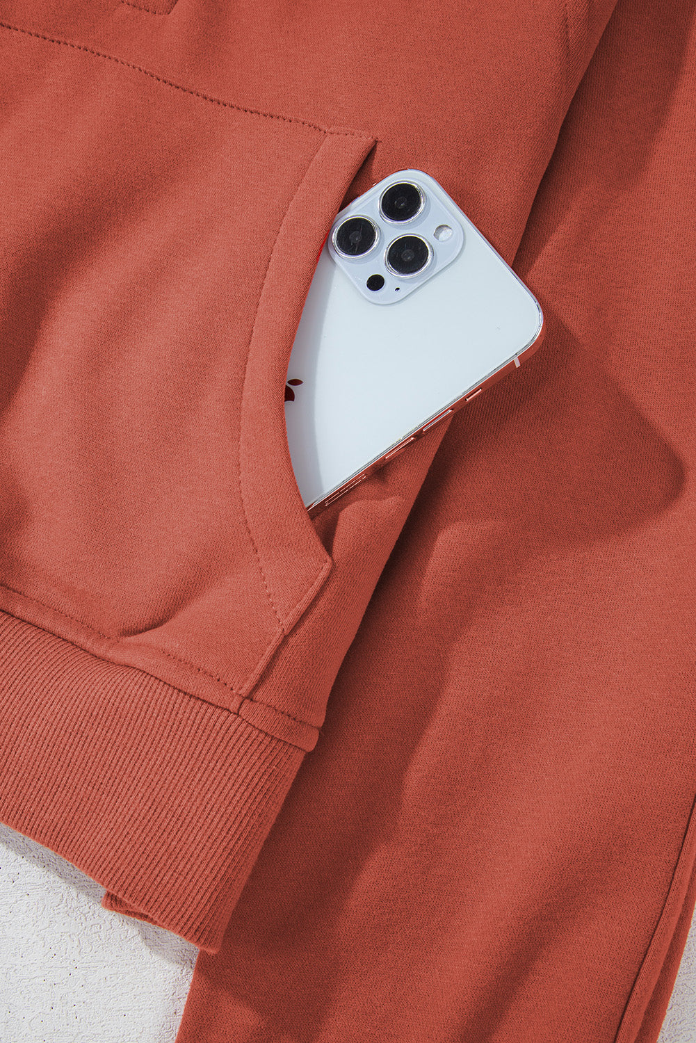 Bonbon Fleece Lined Zip Up Stand Collar Thumbhole Sleeve Sweatshirt