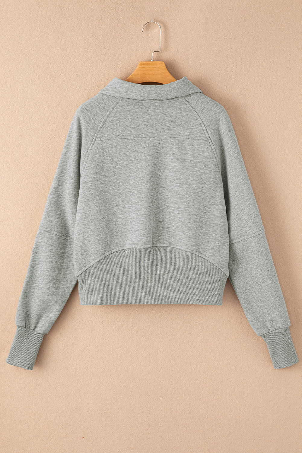 Bonbon Fleece Lined Zip Up Stand Collar Thumbhole Sleeve Sweatshirt
