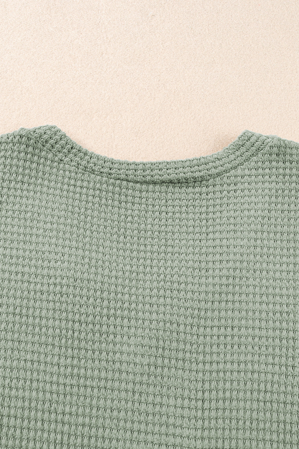White V Neck Petal Sleeve Waffle Knit T-Shirt