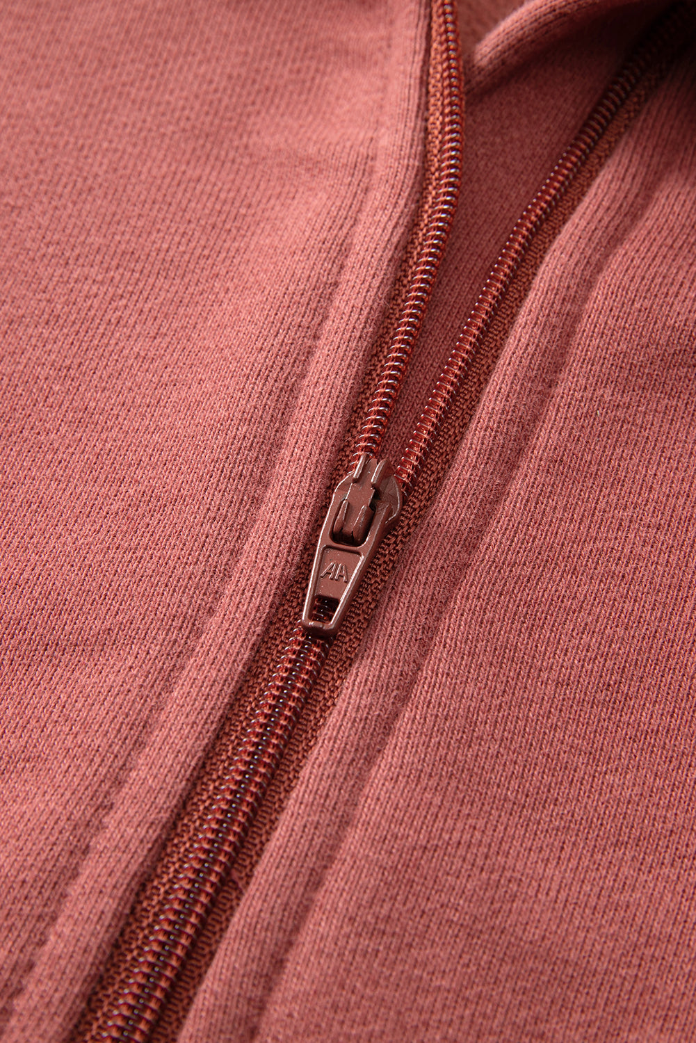 Bonbon Fleece Lined Zip Up Stand Collar Thumbhole Sleeve Sweatshirt