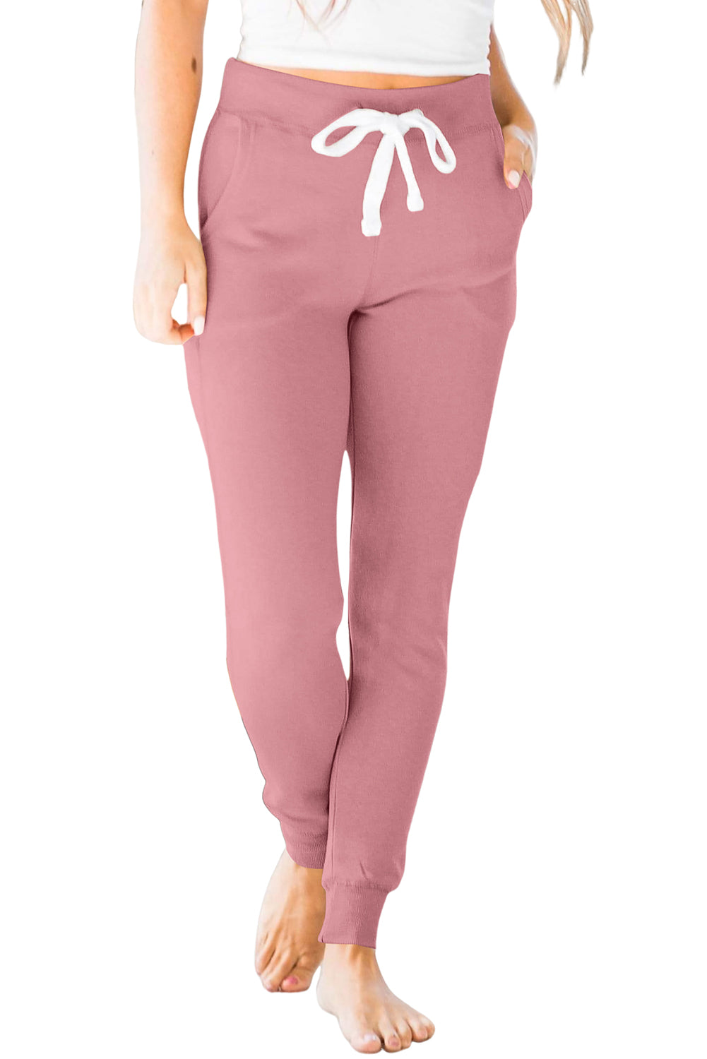 Gray Drawstring Waist Pocketed Joggers
