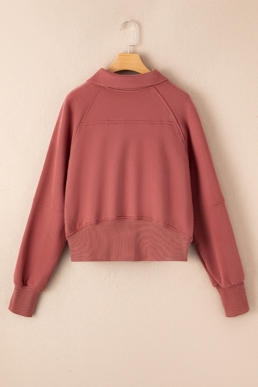 Bonbon Fleece Lined Zip Up Stand Collar Thumbhole Sleeve Sweatshirt