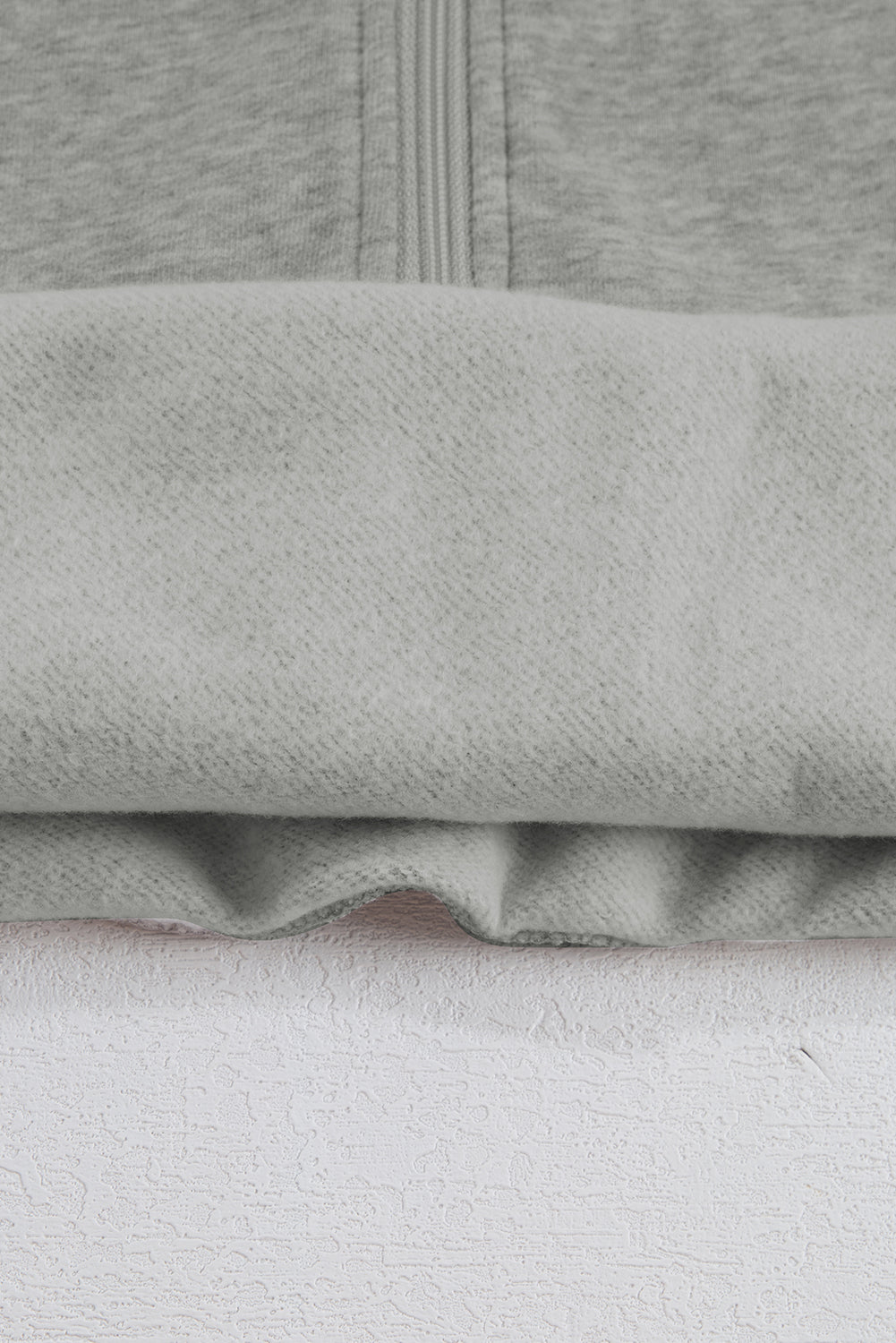 Bonbon Fleece Lined Zip Up Stand Collar Thumbhole Sleeve Sweatshirt