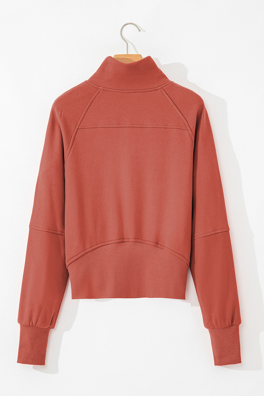 Bonbon Fleece Lined Zip Up Stand Collar Thumbhole Sleeve Sweatshirt