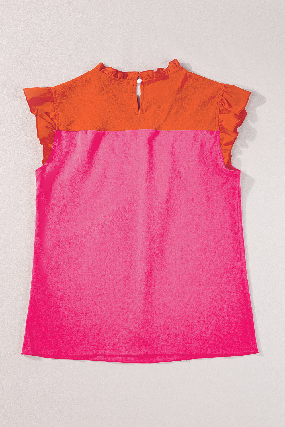 Bright Green Two Tone Ruffled Flutter Sleeve Blouse
