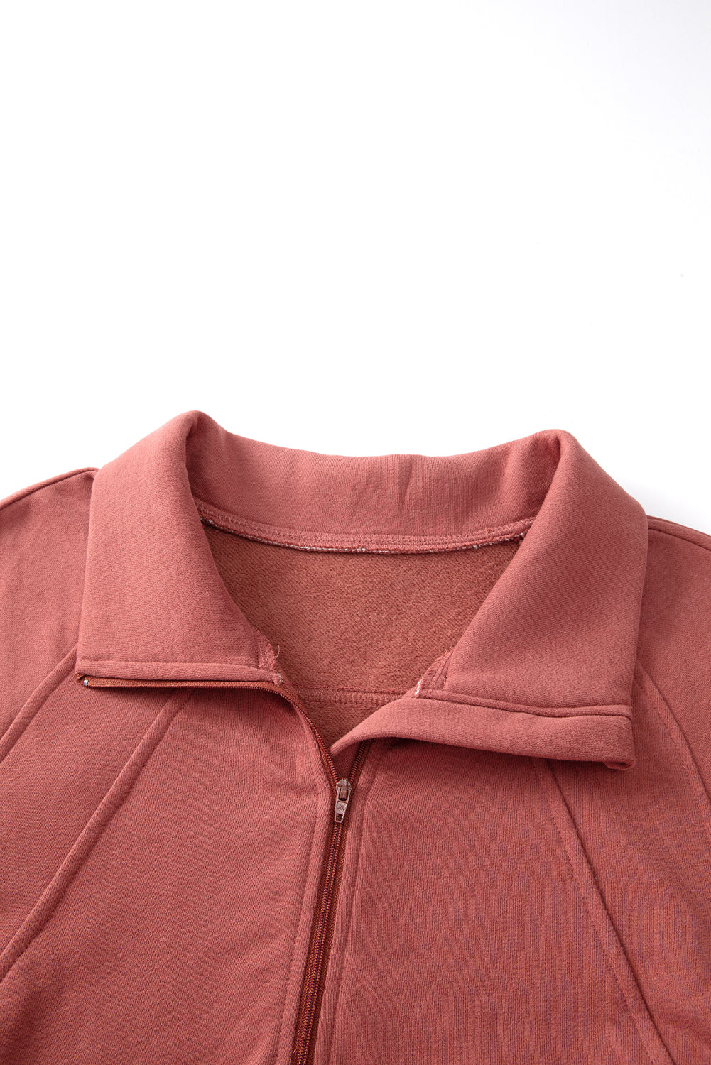 Bonbon Fleece Lined Zip Up Stand Collar Thumbhole Sleeve Sweatshirt