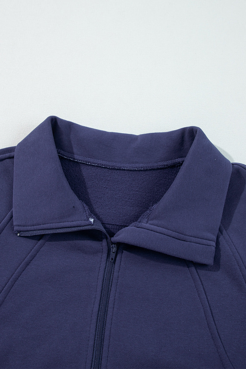 Bonbon Fleece Lined Zip Up Stand Collar Thumbhole Sleeve Sweatshirt
